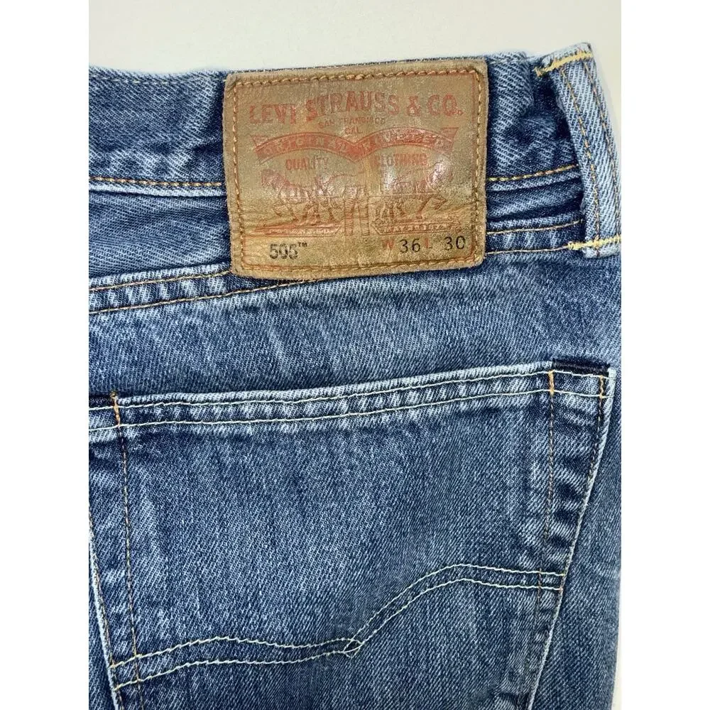 Levi’s 505 White Oak Jeans USA MADE Marked 36 X 30 Men’s Medium Wash Straight.